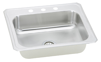 Elkay CR25223 Gourmet (Celebrity) Single Bowl Stainless Steel Sink - 3 Hole