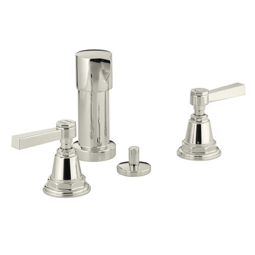 Kohler K-13142-4A-SN Pinstripe Pure Design Bidet Faucet with Lever Handles - Polished Nickel