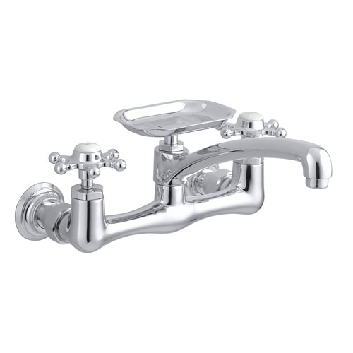 Kohler K-149-3-CP Antique Wall-Mount Kitchen Faucet w/8