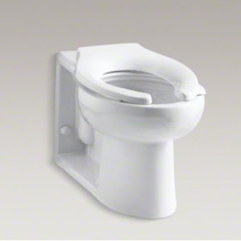 Kohler K-4396-0 Anglesey 1.6 gpf Flushometer Valve Elongated Bowl with Rear Inlet - White