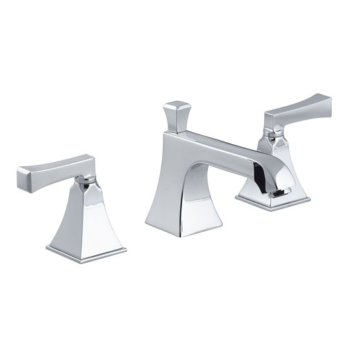 Kohler K-454-4V-CP Memoirs Widespread Lavatory Faucet w/Deco Lever Handles - Polished Chrome