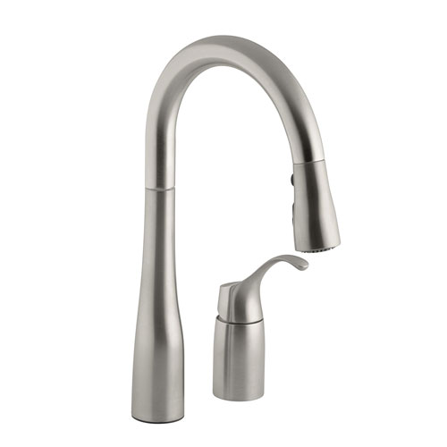 Kohler K-649-VS Simplice Single Handle Pulldown Secondary Sink Faucet - Vibrant Stainless Steel