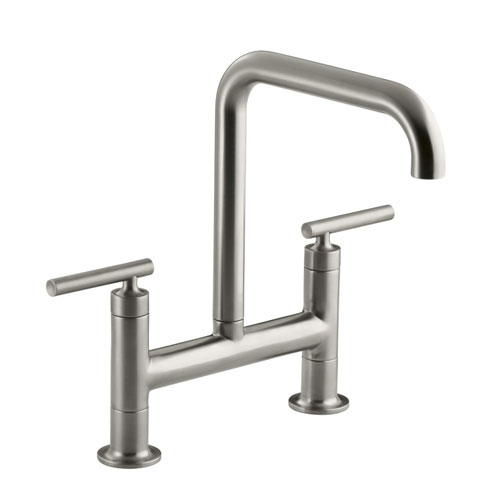 Kohler K-7547-4-VS Purist Deck-Mount Bridge Faucet - Stainless