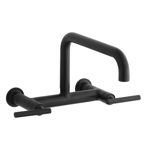 Kohler K-7549-4-BL Purist Wall-Mount Bridge Faucet - Matte Black