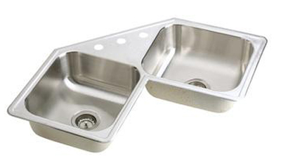 Elkay DE217324 Dayton Elite Double Bowl Corner Sink - Stainless Steel