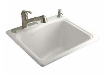 Kohler K-6657-2-0 River Falls Utility Self Rimming Sink - White