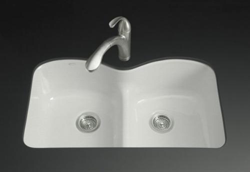 Kohler K-6626-6U-FF Langlade Undercounter Smart Divide Kitchen Sink - Sea Salt