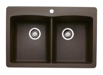 Blanco Diamond Equal<br/> Double Bowl Silgranit II Drop-In Kitchen Sink